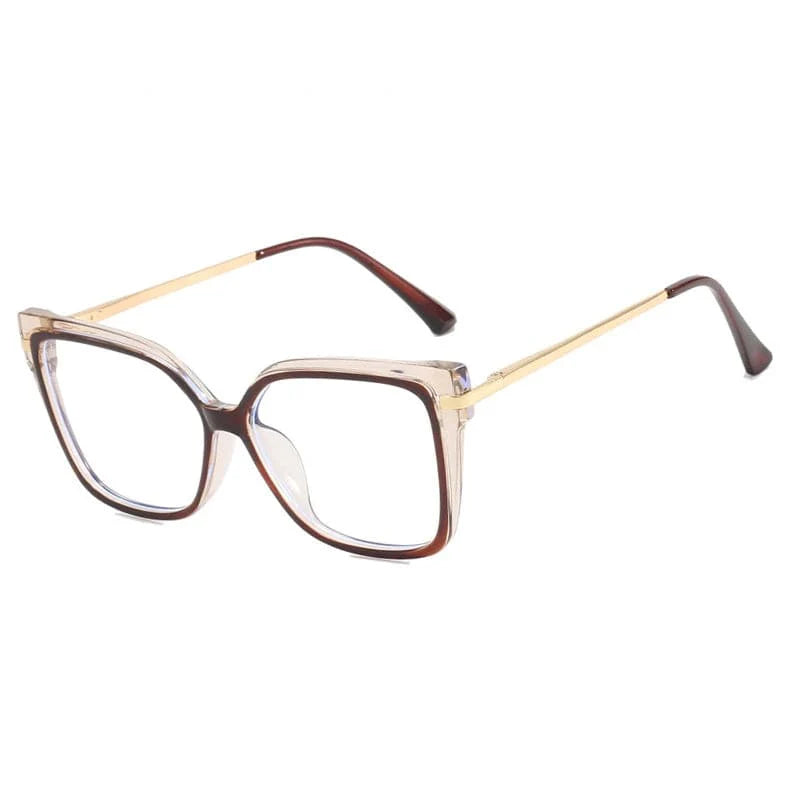 OwnSense women's square anti-blue light glasses with clear vintage frames and optical lenses for stylish eye protection.