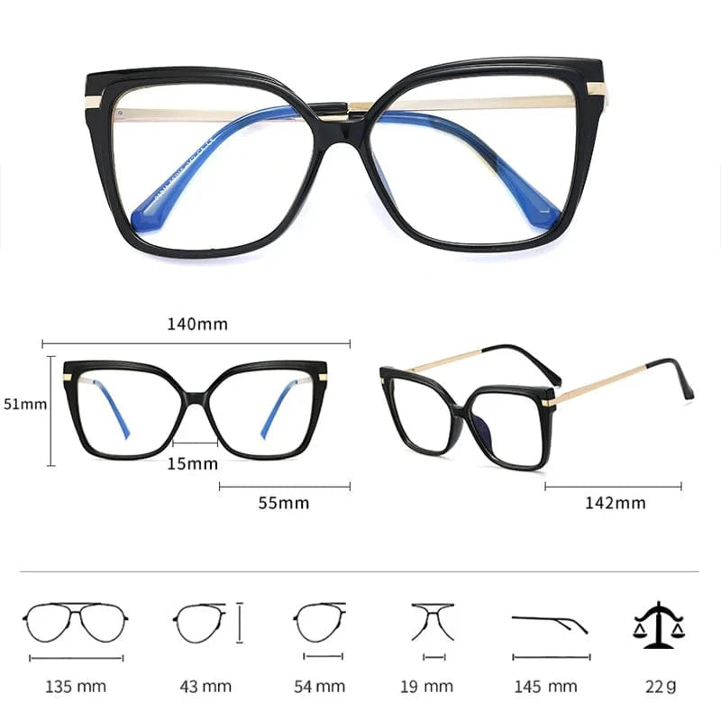 OwnSense women's square anti-blue light glasses with clear vintage frames and optical lenses for stylish eye protection.