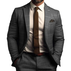 Vintage Men Suit Blazer Formal Slim Fit Plaid Print Business Jacket Long Sleeve Single Button Blazer Men Office Attire Coat - SHOWLU FASHION STORE