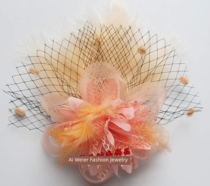 Vintage black and red feather hair clip with white feather accents, featuring a noble side barrette design by Showlu Fashion Store.