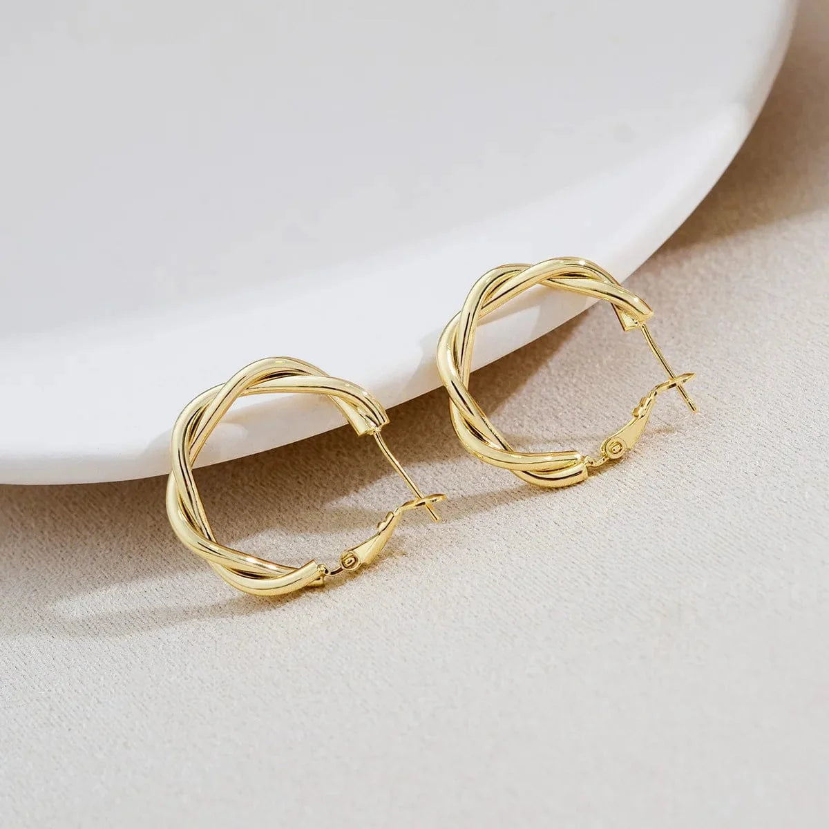 Showlu vintage gold and silver braid round drop earrings with geometric design, perfect for women’s party jewelry.