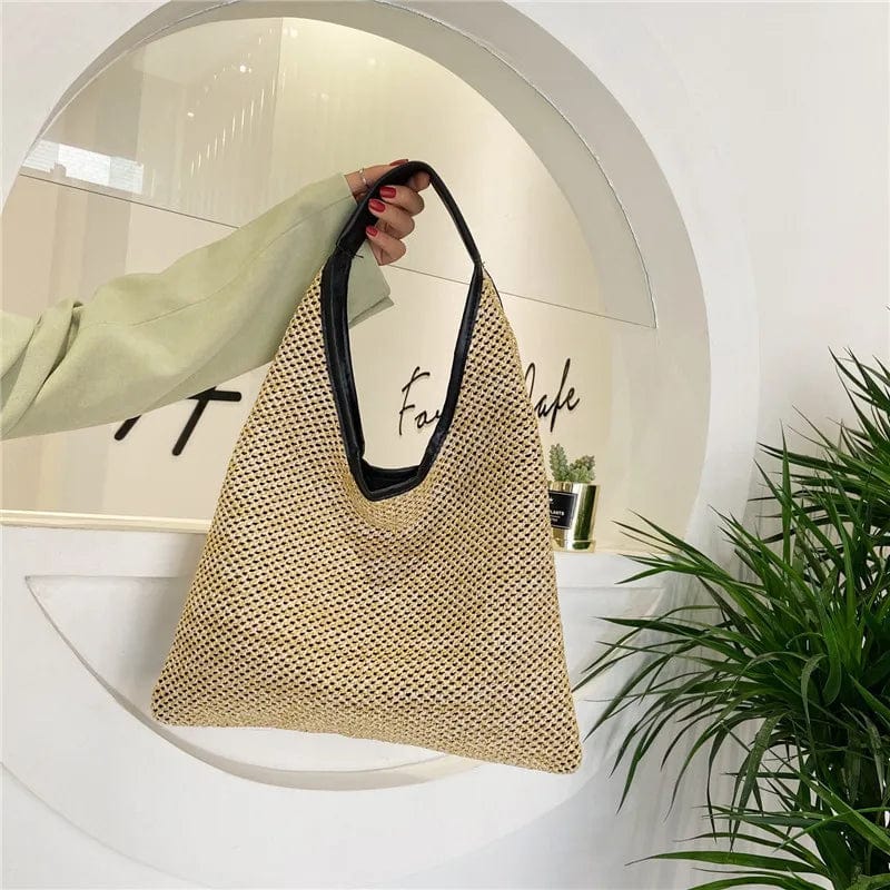 Vintage Summer Women Durable Weave Straw Beach Bags Linen Woven Bucket Bag Grass Casual Tote Handbags Knitting Rattan Bags - SHOWLU FASHION STORE