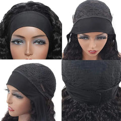 Water Wave Headband Wig Kinky Curly Human Hair Wigs For Women Brazilian Glueless Full Machine Made Remy Human Hair Wig Scarf Wig - SHOWLU FASHION STORE
