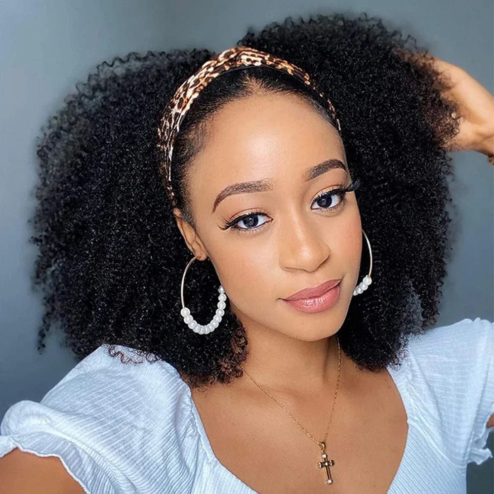Water Wave Headband Wig Kinky Curly Human Hair Wigs For Women Brazilian Glueless Full Machine Made Remy Human Hair Wig Scarf Wig - SHOWLU FASHION STORE