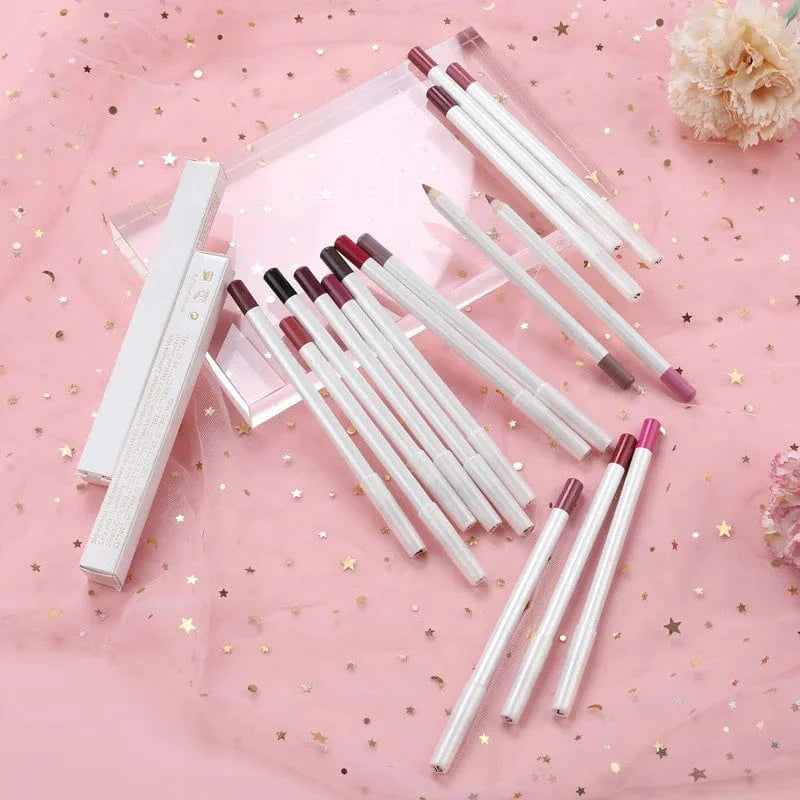 Showlu Waterproof Lip Liner in creamy matte nude shade, long-lasting pencil for perfect defined lips.