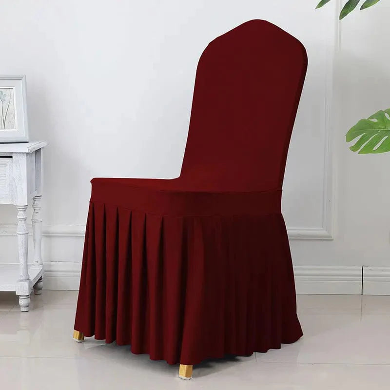 Showlu spandex pleated wedding chair cover with elastic stretch for banquet and party decor, elegant and luxury dining decoration