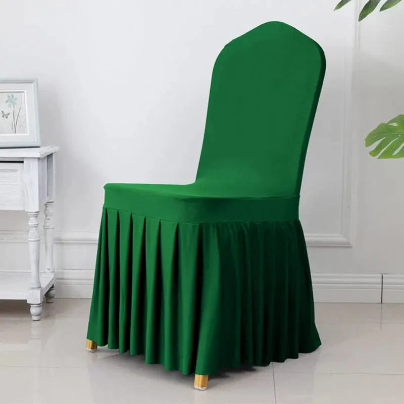 Showlu Spandex pleated wedding chair cover with elastic stretch for banquet and party decor, elegant and luxurious hotel dining decoration.