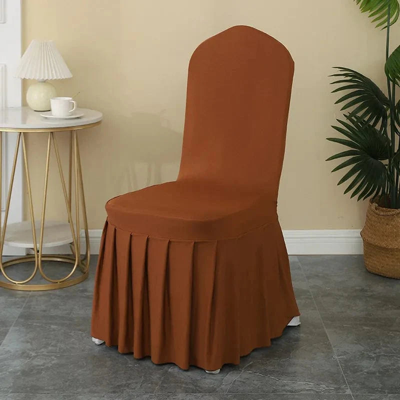 Luxury Showlu Fashion Spandex wedding chair cover with pleated skirt, elastic stretch for elegant party and banquet decoration.