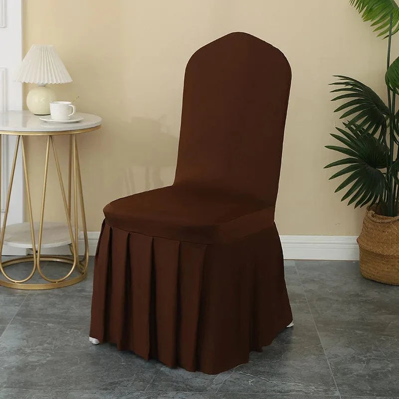 Luxury Showlu Fashion Spandex wedding chair cover with pleated skirt, elastic stretch for elegant party and banquet decoration.