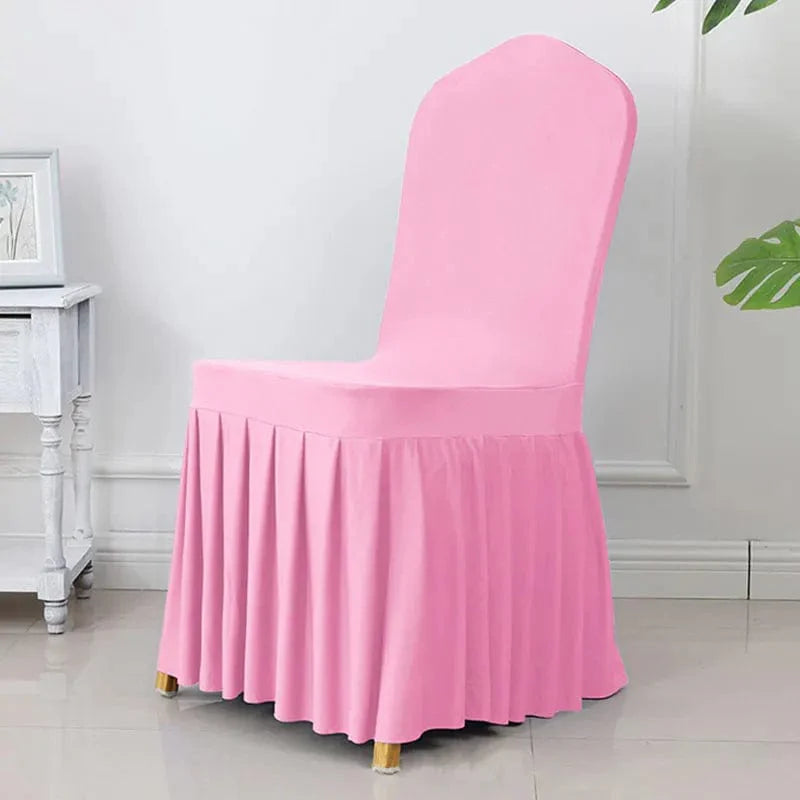 Showlu Spandex pleated chair cover with elastic stretch, ideal for wedding, banquet, and party decor, luxury hotel decoration.