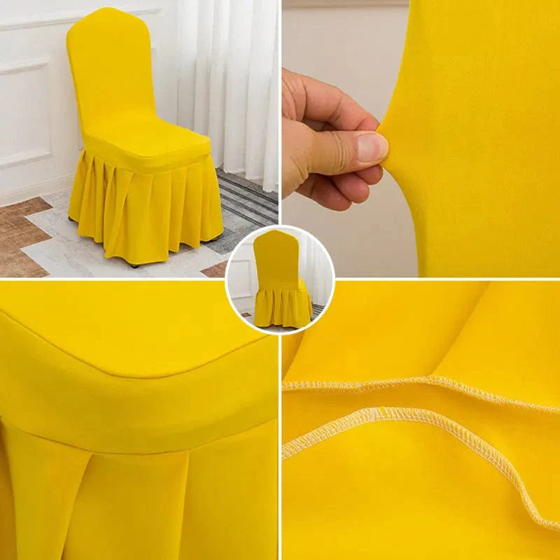 Showlu Spandex pleated chair cover with elastic stretch, ideal for wedding, banquet, party, and hotel event decor.