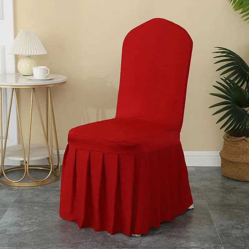 Luxury Showlu Fashion Spandex wedding chair cover with pleated skirt, elastic stretch for elegant banquet or wedding party decoration.