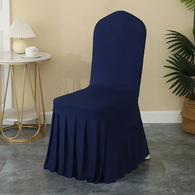 Luxury stretch spandex wedding chair cover with pleated skirt, elegant party and banquet decor for special occasions