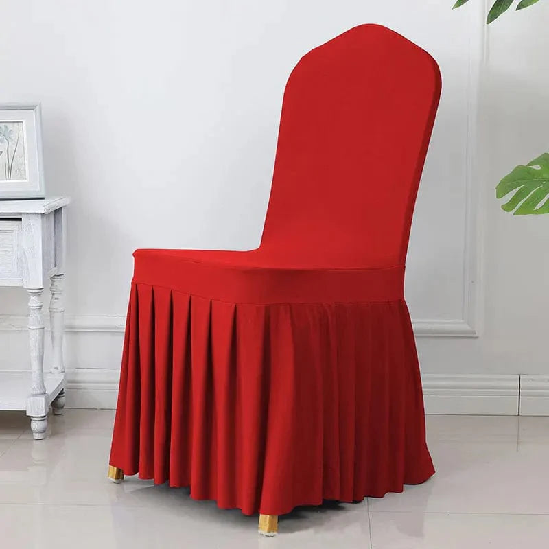 Showlu Spandex pleated wedding chair cover with elastic stretch for banquet and event décor, elegant and luxury hotel-style decoration