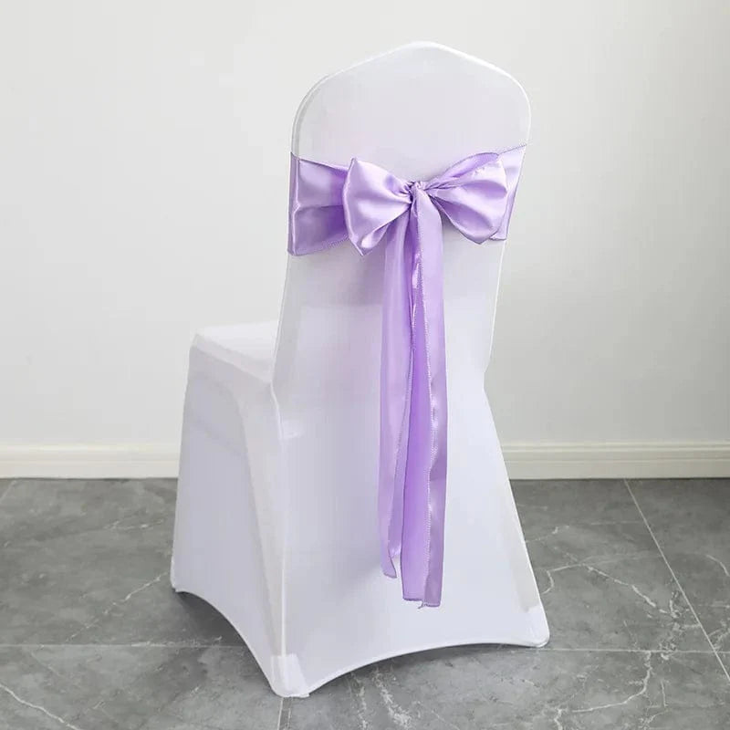Shiny satin wedding chair sash with luxury bow design, 15x275cm, in elegant color for wedding or special event decor