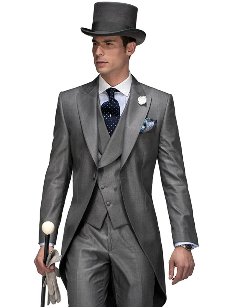 Wedding Men's 3 Pieces Suit Modern Wedding Prom One Button Tailcoat Jacket Waistcoat Trousers for Party Prom - SHOWLU FASHION STORE