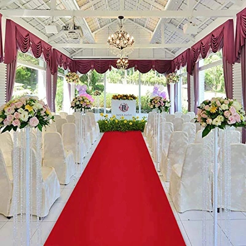 Red wedding aisle runner by SHOWLU FASHION STORE, non-woven disposable carpet for wedding ceremonies and event entrances.