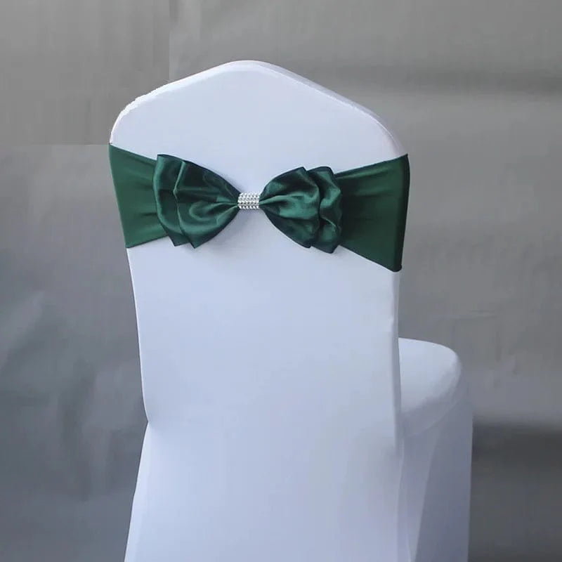 Spandex wedding chair sash with satin lycra bow tie band, elegant ready-made decor for hotel, birthday, and event decoration