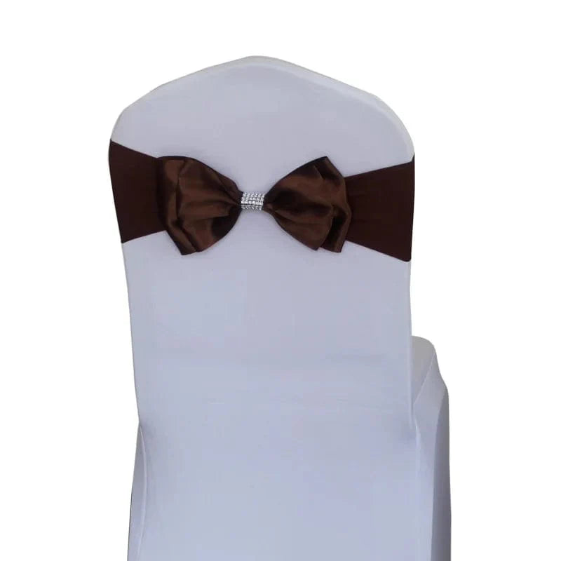 Spandex wedding chair sash with satin lycra bow tie band, decorative for hotel, birthday, and party event seating arrangements