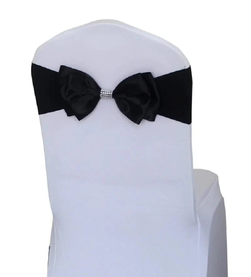 Wedding spandex chair sash with satin lycra bow tie band, decorative wedding and event chair decor, Showlu Fashion Store