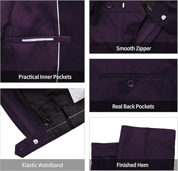 Ween Charm men's 3-piece slim fit tuxedo suit with 2-button blazer, vest, pants, and matching tie, stylish formal wear for men.
