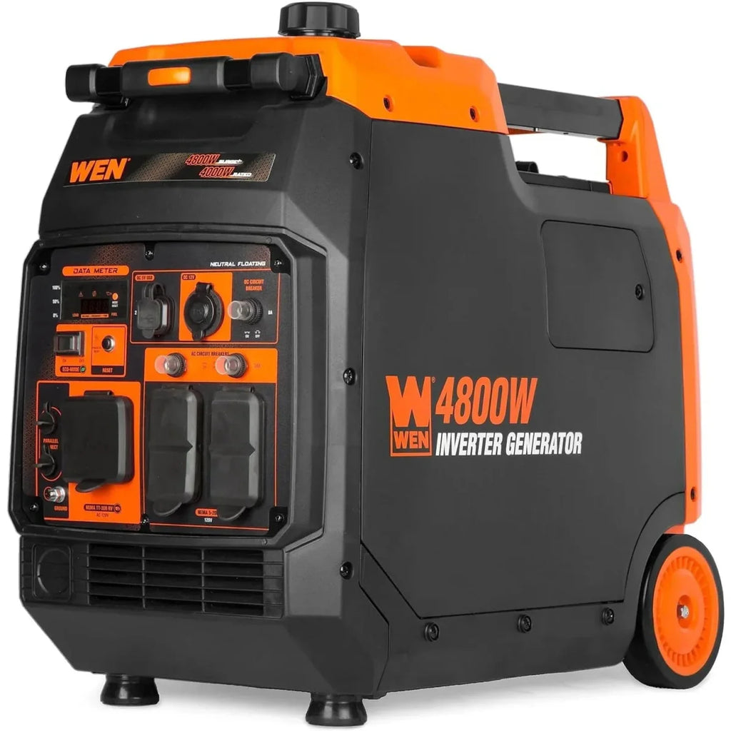 Portable WEN 56477i 4800-Watt inverter generator with 224cc engine, compact design ideal for outdoor power needs.