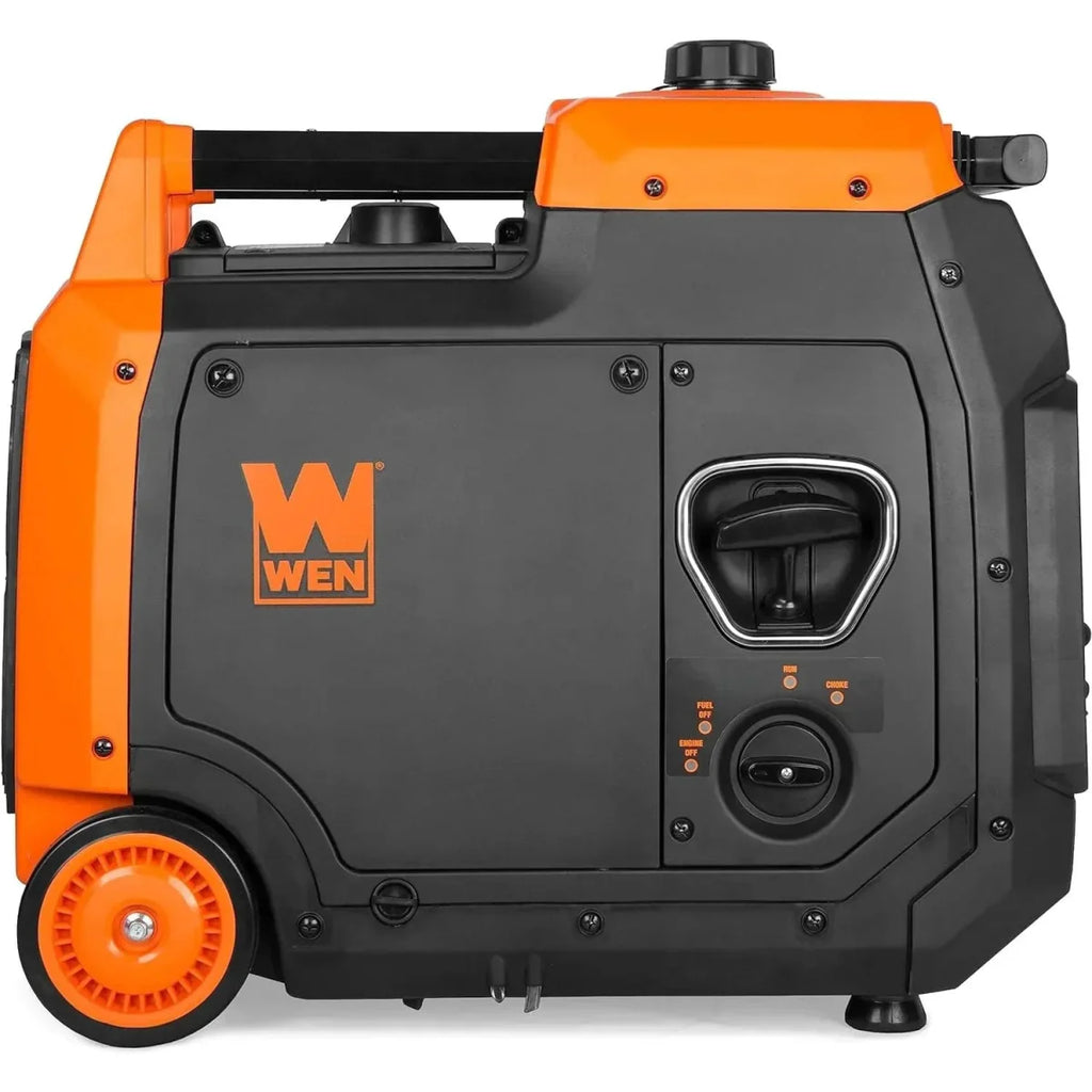 Portable WEN 56477i 4800-Watt inverter generator with 224cc engine, compact and lightweight for outdoor power needs.