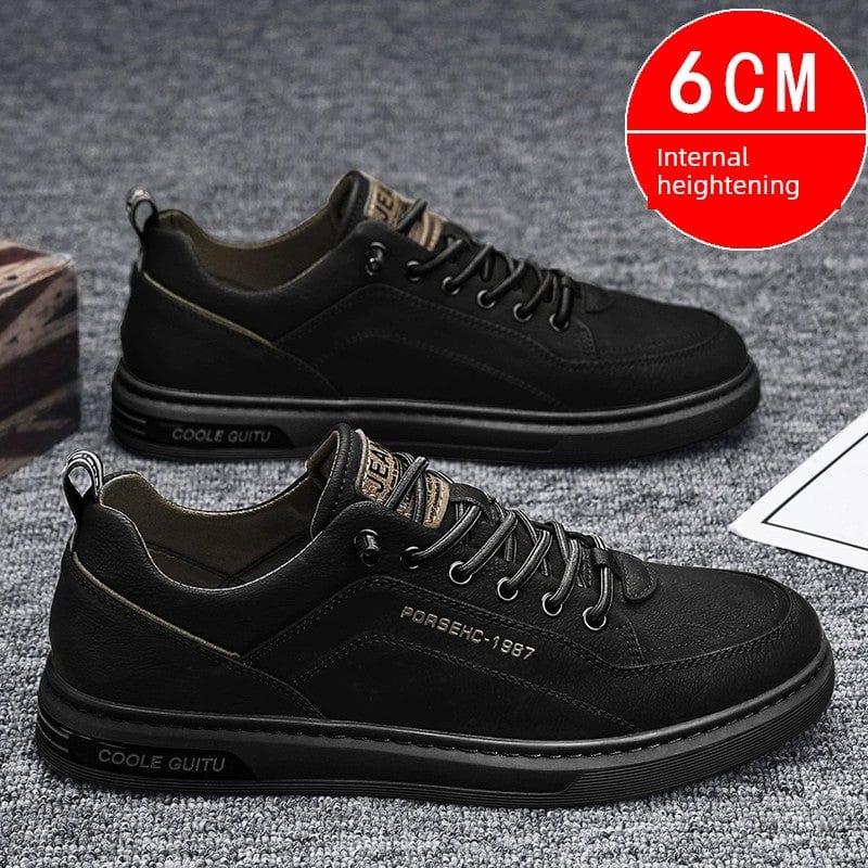 Men's white leisure flats by SHOWLU FASHION STORE, casual PU leather shoes with round toe for autumn wear.