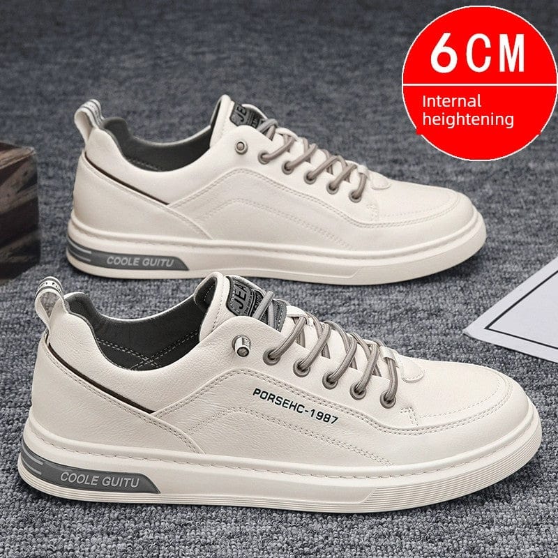 Liboti men's white leisure flats by SHOWLU FASHION STORE, casual PU leather shoes with round toe design for men.