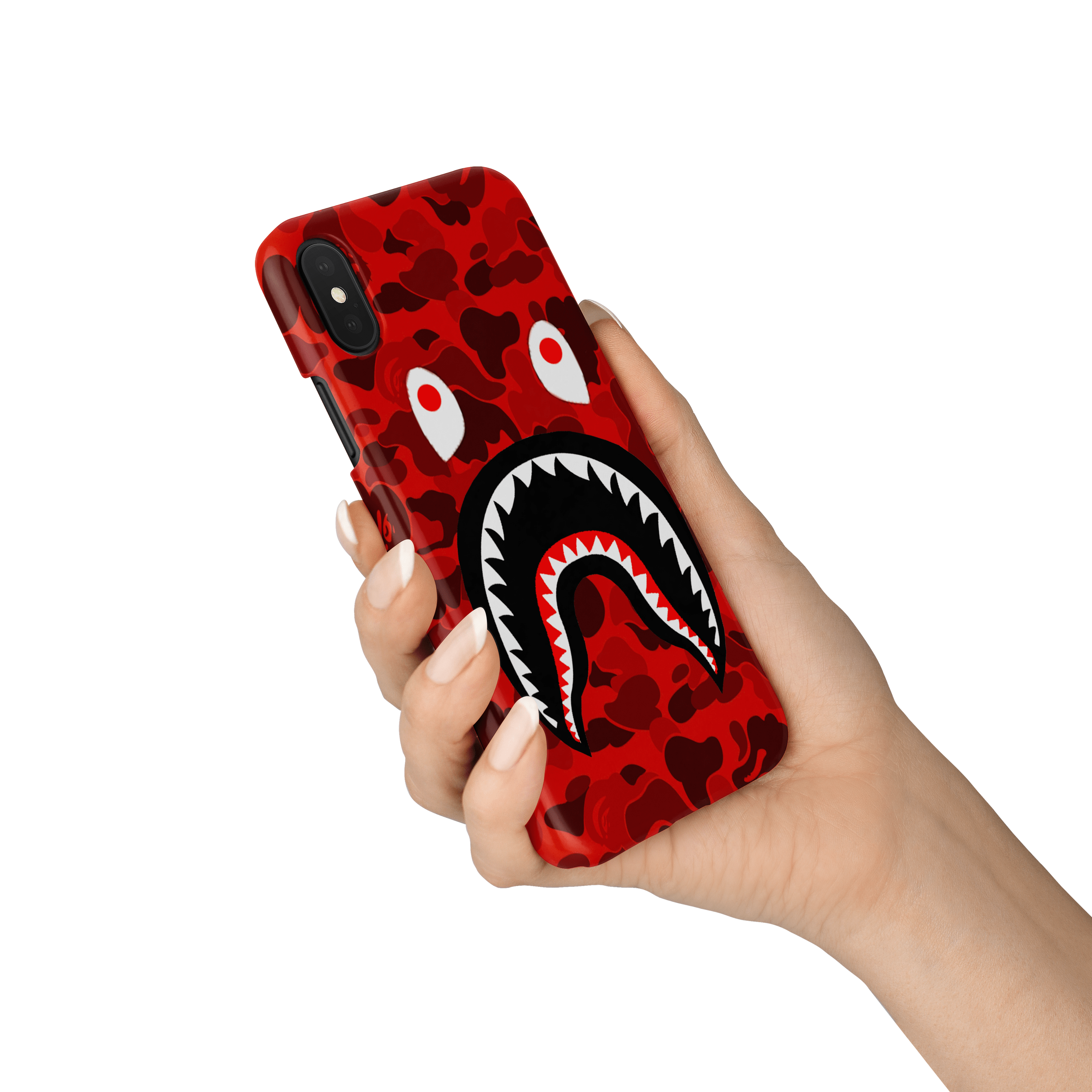 White Libra Tech Accessories Red Camo Shark Mouth iPhone Case