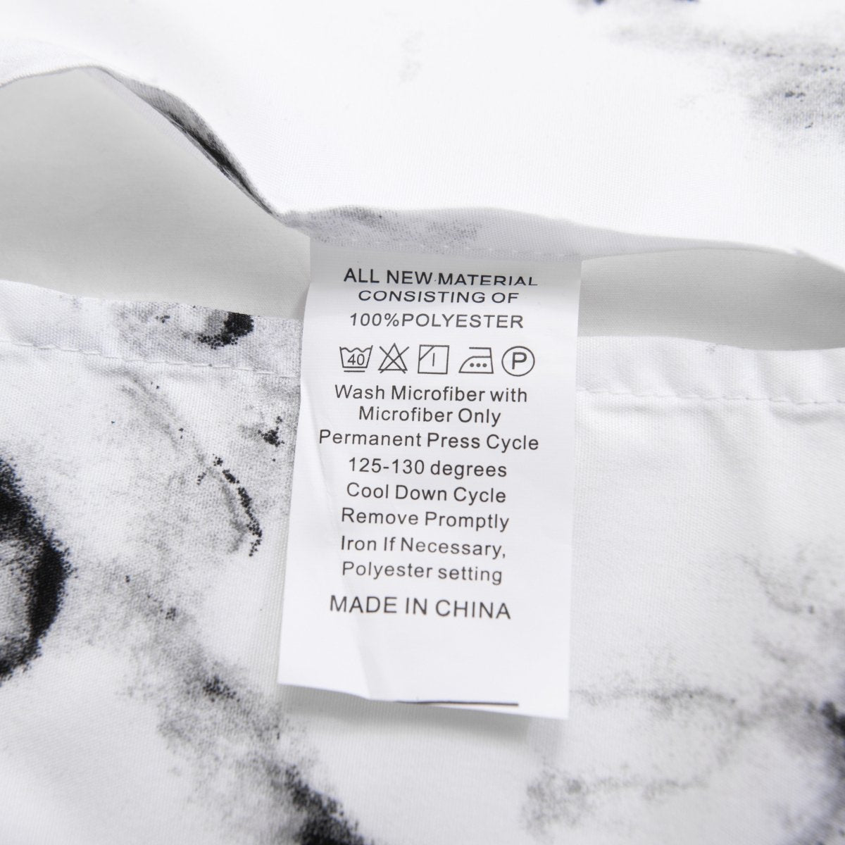 White marble duvet cover set by Showlu Fashion Store, includes 1 queen microfiber comforter cover and 2 pillow shams.