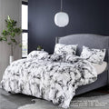 Showlu White Marble duvet cover set with two pillow shams, lightweight microfiber bedding, 3-piece queen size comforter cover set.