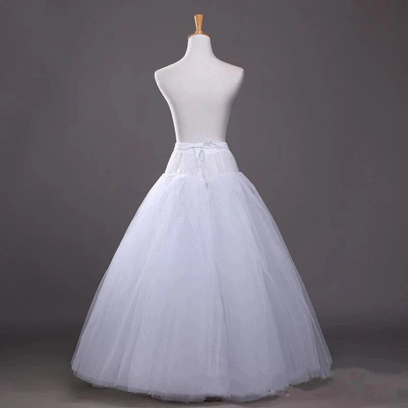 White Showlu 4-layer tulle petticoat for A-line wedding dresses, no hoops, bridal underskirt, long and elegant bridal accessory