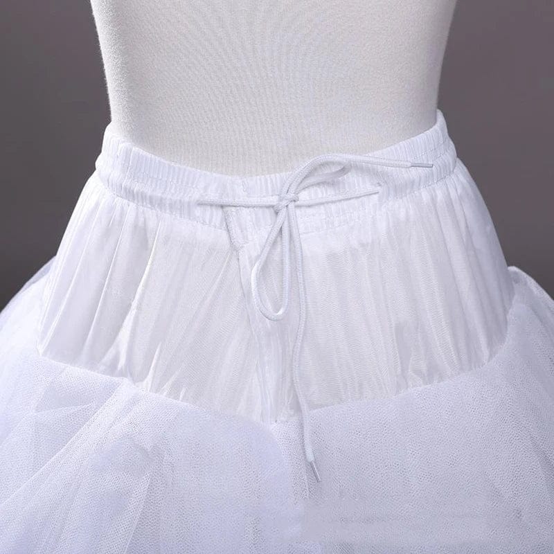 White Showlu 4-layer tulle petticoat for A-line wedding dress, no hoops, bridal underskirt, long tulle wedding accessory