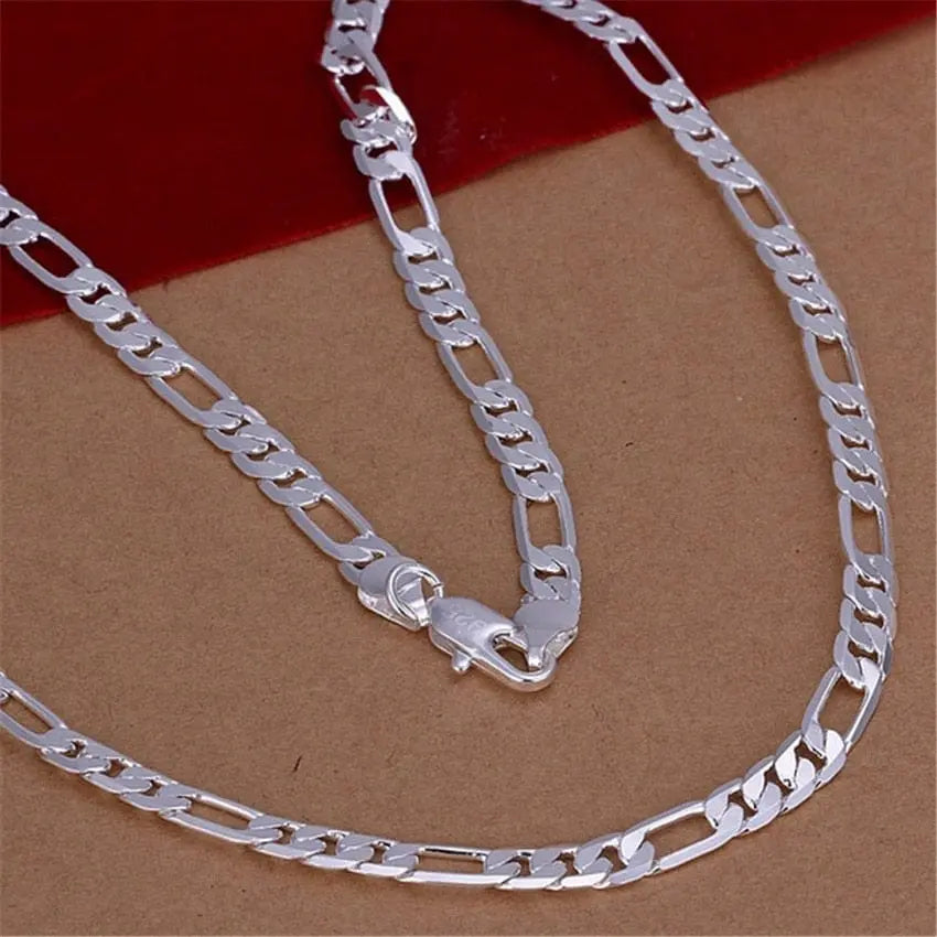 925 Sterling Silver 6mm flat chain necklace for men and women, showcasing sleek, high-quality silver jewelry style.