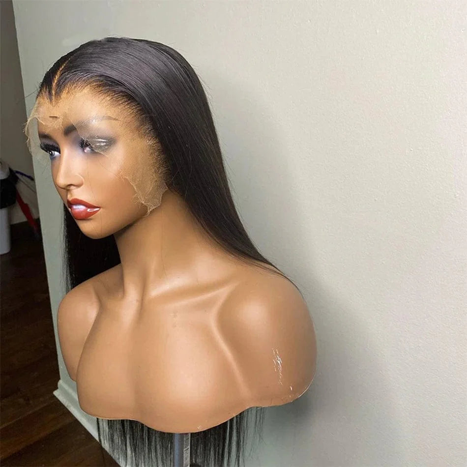 Showlu 13x6 HD lace frontal wig with Brazilian virgin human hair, showcasing natural hair texture and lace front design.