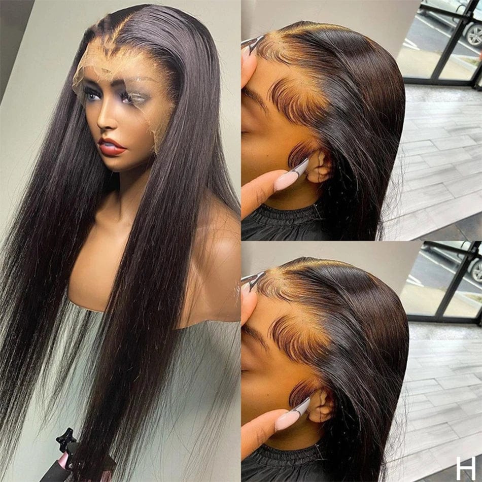 Showlu 13x6 HD Lace Frontal Wig with Brazilian Virgin Human Hair, showcasing natural hair texture and lace front design for black women.