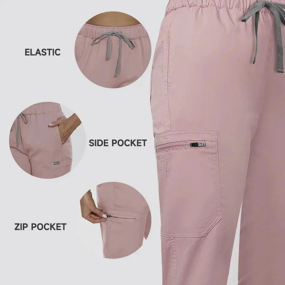 Showlu Fashion women's medical scrub set featuring hospital workwear, comfortable scrubs for nurses and medical professionals.