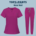 Showlu Fashion women's medical scrub set with top and pants, hospital workwear uniform for nurses and healthcare professionals.