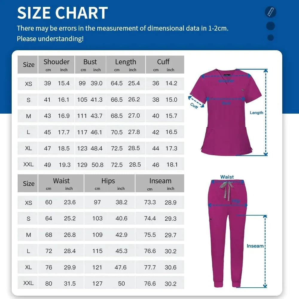 Showlu Fashion women's medical scrub set featuring hospital uniform workwear, including top and pants for healthcare professionals.