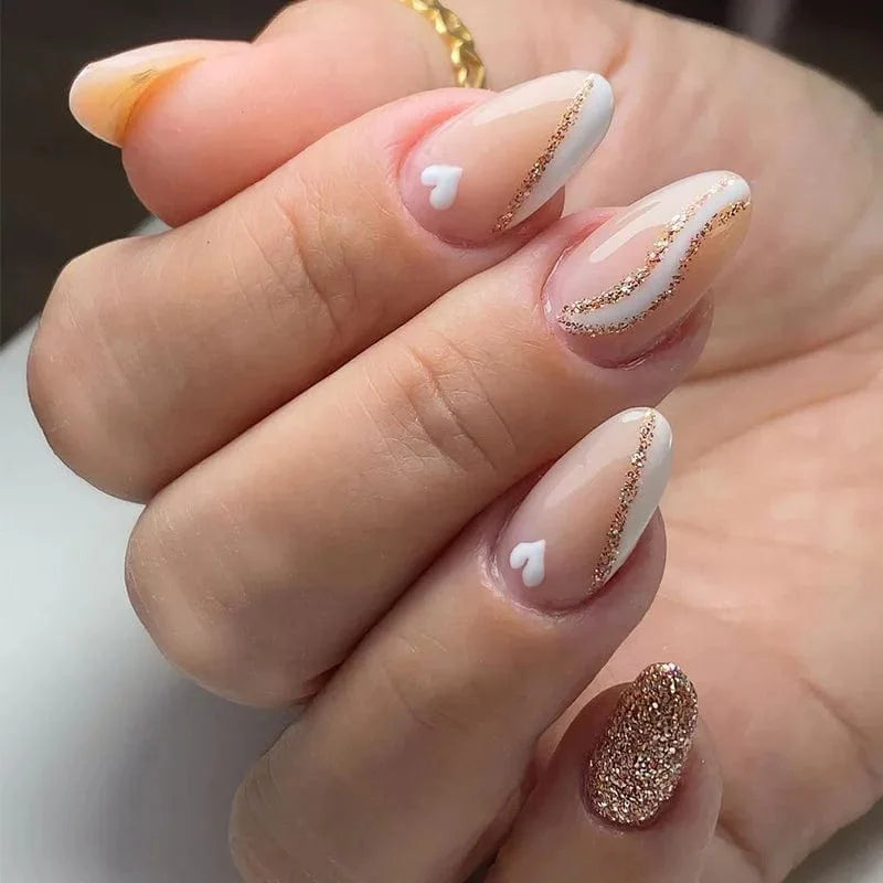 Square full cover French press on false nails by BigBull, coffin-shaped ABS tips for a stylish manicure.