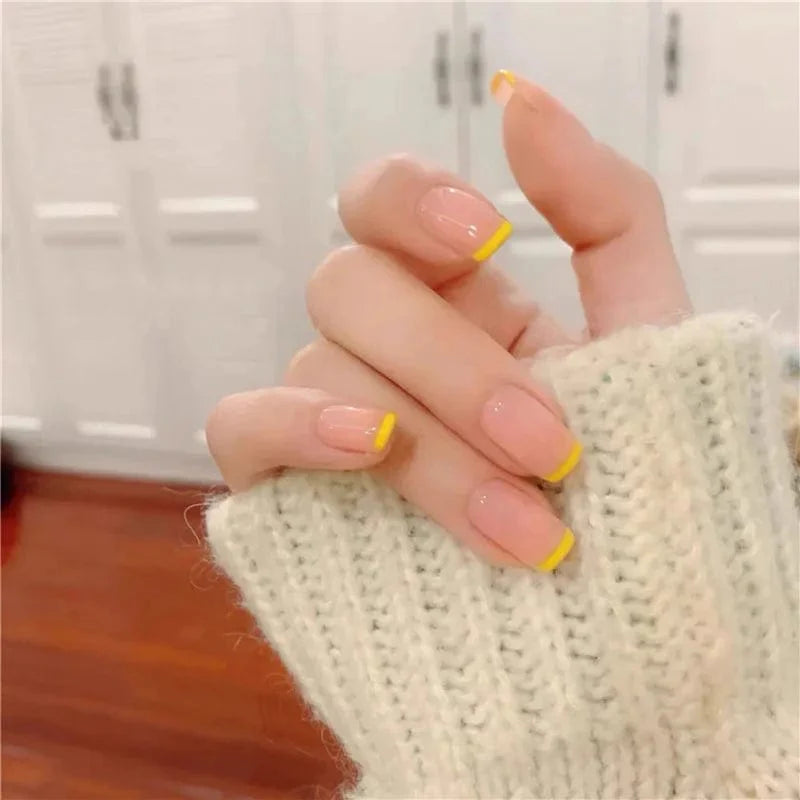 BigBull Square Full Cover French Press On false nails by Showlu Fashion, coffin-shaped ABS tips for stylish nail extensions.