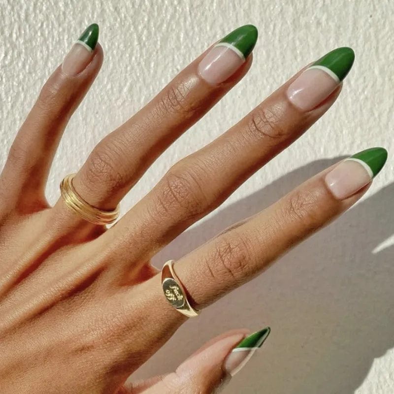 Showlu Fashion BigBull Square Full Cover French Press On false nails with coffin-shaped ABS tips, ideal for elegant nail art.