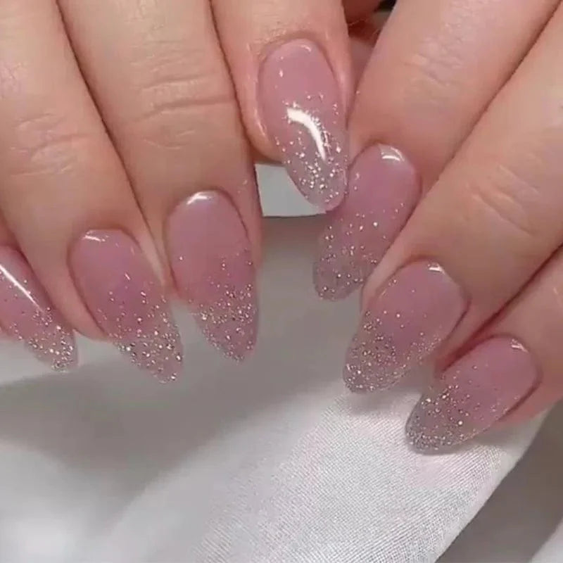 Square full cover French press-on false nails by Showlu Fashion Store with coffin-shaped ABS tips for a stylish manicure.