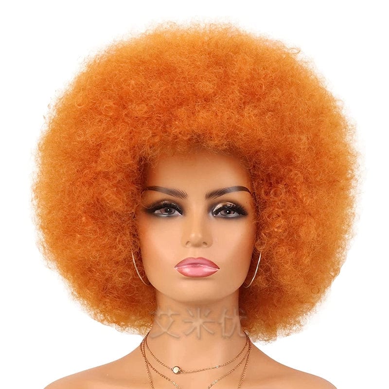 SHOWLU FASHION Afro wig with short, fluffy black synthetic hair, unisex style, full top, lightweight and African-inspired.