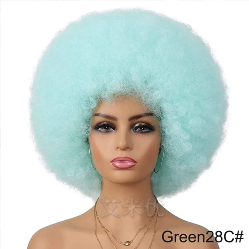 Short fluffy black Afro wig by SHOWLU FASHION, featuring synthetic hair with a full, rounded style for unisex wear.