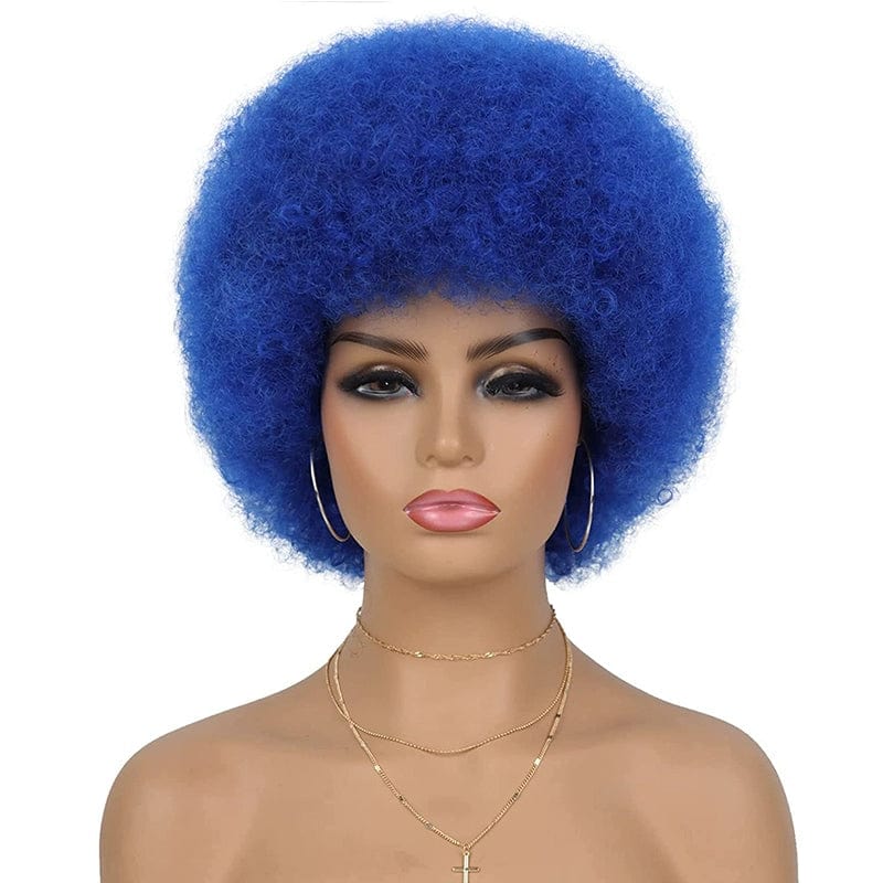 Short fluffy black Afro wig by SHOWLU FASHION, featuring synthetic hair with a full, voluminous style for unisex wear.