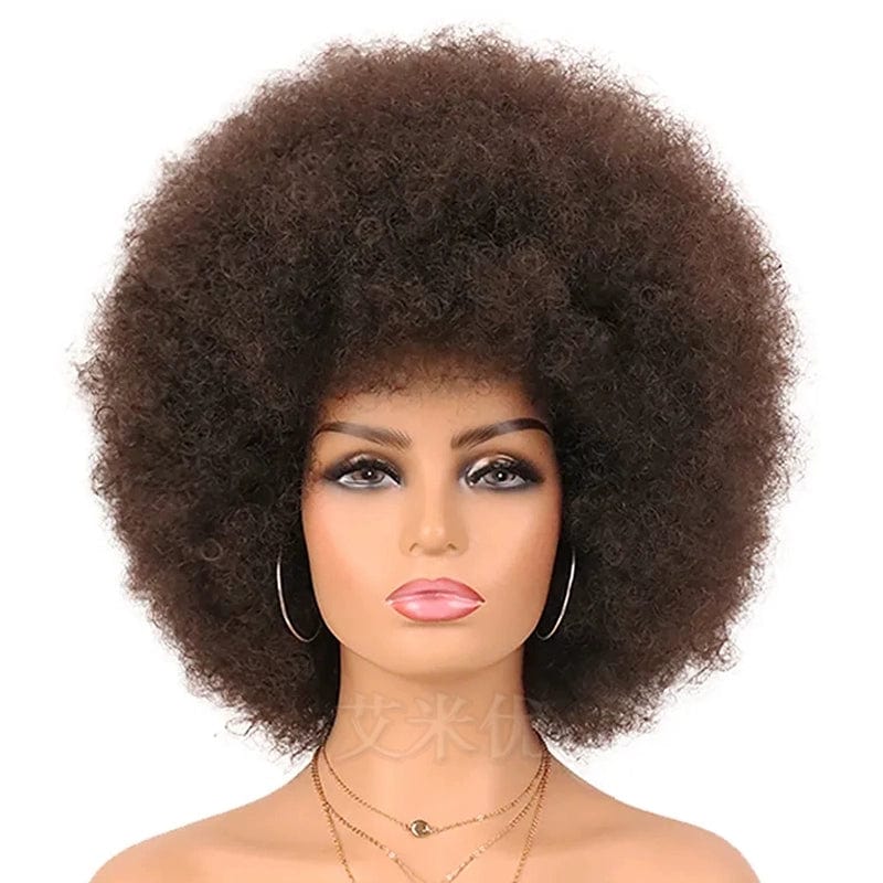 SHOWLU FASHION Afro wig with short, fluffy black synthetic hair, unisex style, full top, lightweight and African-inspired.