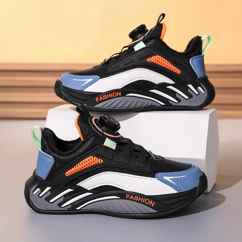 Children's winter snow boots by SHOWLU FASHION STORE, warm plush leather sports sneakers for boys and girls, non-slip outdoor shoes.