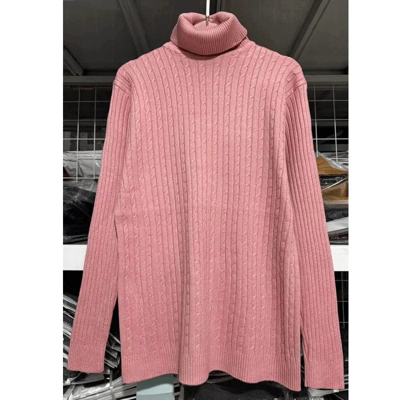 Showlu men's slim fit turtleneck sweater in warm knit with double collar, perfect for winter, featuring a high-neck design.
